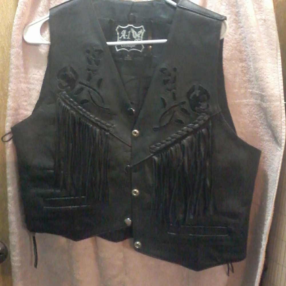 Ladies leather motorcycle vest